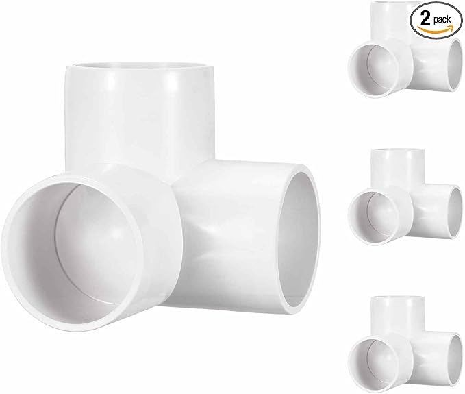2 Pack 2" SCH40 PVC Elbow Pipe Fitting, 3-Way PVC Elbow Corner Side Outlet Tee Fitting, Furniture Grade Pipe Connectors for DIY Creative Project, Pond Protection, Socket x Socket