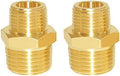 Joywayus 2 Pack Brass 1/2" NPT Male to 3/8" NPT Male Pipe Fitting Adapter
