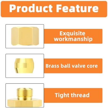GASHER 5PCS Brass Compression Union Tube Pipe Fitting Connector, 5/16" Tube OD x 1/2" NPT Female Connector