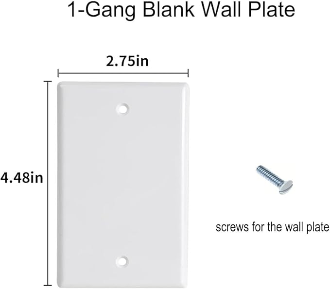 Blank Wall Plates 1-Gang blank Switch Outlet Electrical Cover Plate Unbreakable Thermoplastic Faceplate for Light Receptacle Outlet Switch, White (10 Pack)