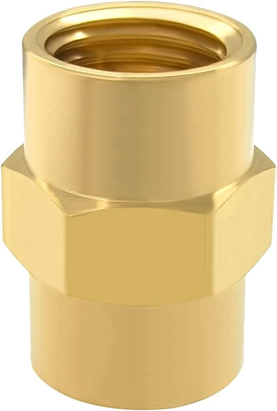 Hooshing 5PCS Brass Pipe Fitting 1/4" x 1/4" NPT Female Coupler Air Hose Fittings Coupling Hex Head Pipe Fitting