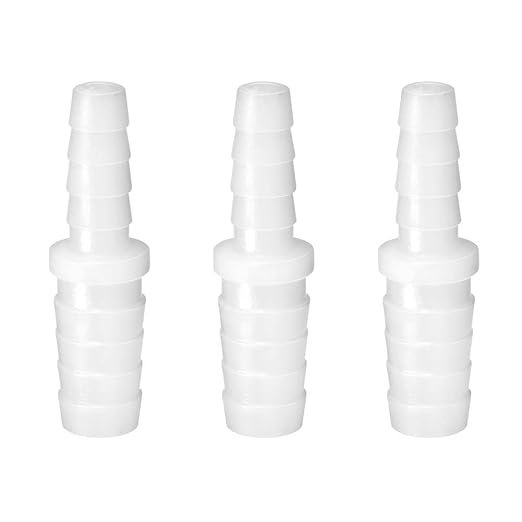 Quickun Plastic Hose Barb Reducer Fitting 3/8" to 1/4" Barbed Reducing Union Adapter Splicer Mender Joint Fitting (Pack of 3)
