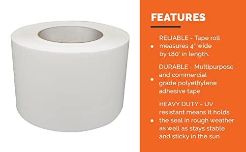 CrawlSpace-DIY - Vapor Barrier Tape, 4 Inch x 180', White Polyethylene 12mm Tape, Moisture Barrier Seal and Seam, Insulation Tape for Crawl Space Vapor Barriers, Underlayment and Plastic Sheeting