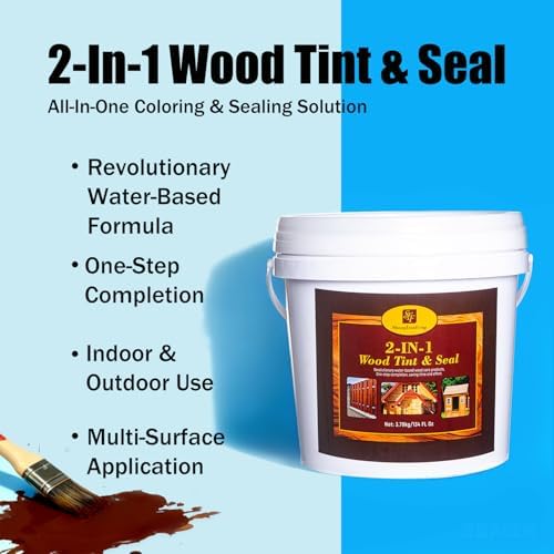 1 Gallon Red Stain & Sealer & Preservative for Woodd, Flexible Crack-Resistant Finish,Outdoor Deck and Fence - All-in-One Exterior Wood Stain and Waterproofing Sealant, Non-Toxic