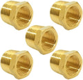 Joywayus 5Pcs Brass Reducing Hex Bushing 1/2" NPT Male to 3/8" NPT Female