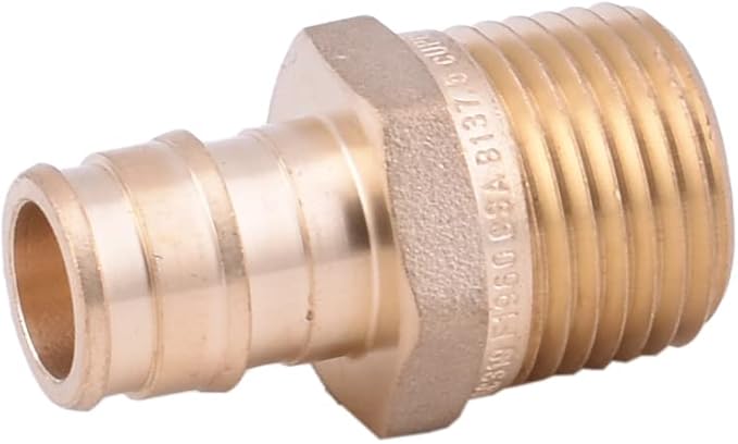 LD Valve-Pex A Fitting 1/2-in Propex X 1/2" MPT Brass Adapter for A Pipe System, F1960 Brass Expansion Transition Fittings PPEX to MPT Adapter (8-Pack)