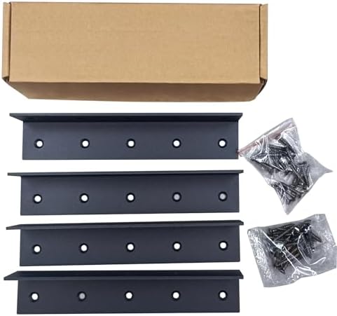 8" x 1.5" x 1.5" L Brackets Heavy Duty, Large Iron Corner Bracket Metal Joint, Thickness 2.5mm Including Screws, for Wooden Bookshelf Furniture Cabinet (Black-4PCS)