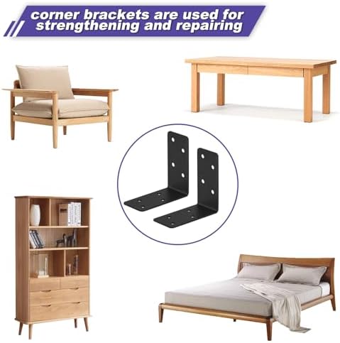 20Pcs Corner Braces,3x3x1.5 Black L Brackets,Right Angle Bracket