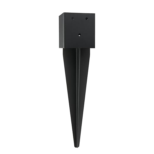 5 Pcs 4"x4" Fence Post Anchor Ground Spike,(Internal 3.6"x3.6"),Metal Post Stake Ground 16" with Black Powder-Coated,Fence Stakes Post Base for Deck,Fence,Porch,Railing,Mailbox
