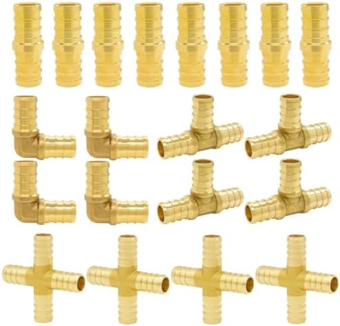 Hooshing 20 Pack 1/2" PEX Fitting Combo, Coupling, Elbow, Tee, Cross Set