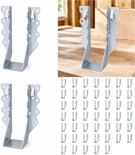 50 Pack 2x6 Joist Hangers, 20 Gauge Galvanized Wood Connectors