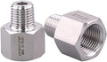 Forged Reducer Adapter Fitting - Stainless Steel 304 Reducing Pipe Connector, 3/8" NPT Female x 1/4" NPT Male (pack of 2)