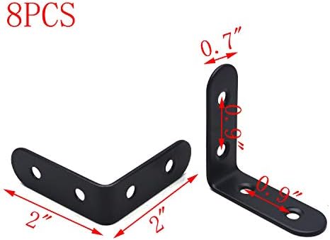 MY MIRONEY 8PCS Stainless Steel Black L Brackets, 2" x 2"