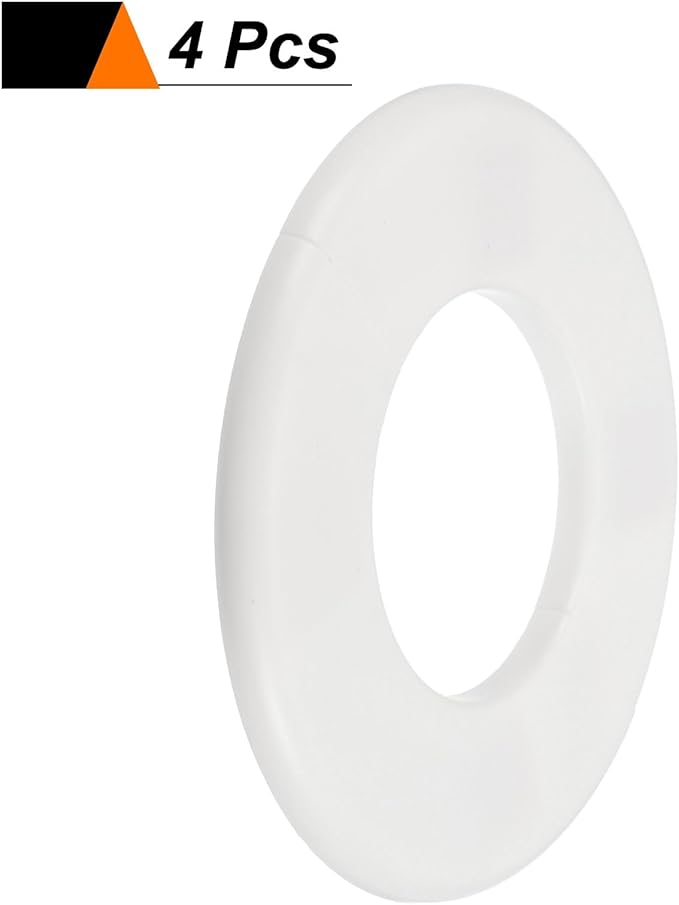 HARFINGTON 4pcs Wall Split Flange 64mm/2.5" Self-Adhesive Plumbing Cover Plates ABS Plastic Round Escutcheon Plate Buckle Design for Water Pipe Bathroom Kitchen Decoration, White
