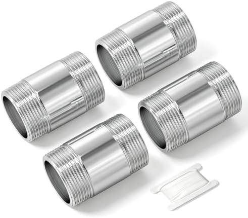 TAISHER 4Pcs 304 SS Nipple Cast Pipe Fitting, 1" NPT Male, 2" Length