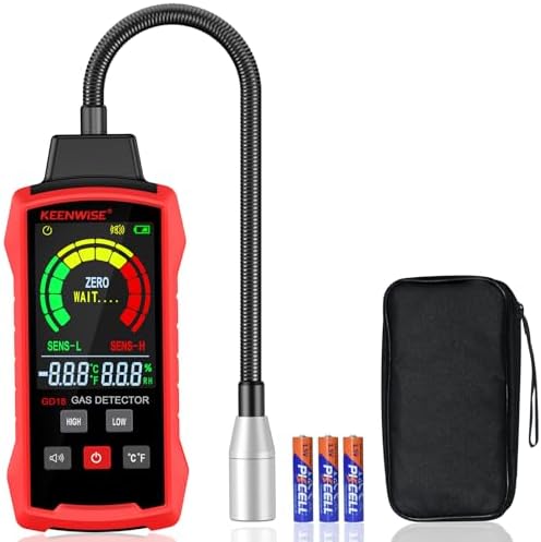 Natural Gas Detector, Gas Leak Detector with Audible & Visual Alarms, Gas Concentration Display, Locating Propane, Natural Gas, Combustible Gas Leak for Home and RV (Includes 3 Batteries)