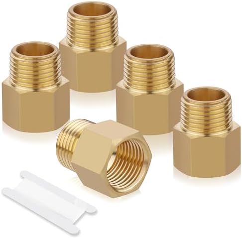 5PCS Brass Pipe Fittings Adapter,1/2" NPT Male x 1/2" NPT Female