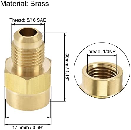 uxcell Brass Pipe Fitting, 1/2"-20UNF Flare Male to 1/4NPT Female Thread, Tubing Adapter Hose Connector, for Air Conditioner Refrigeration