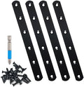 QSJ 4 Pcs Black Straight Bracket Brace Stainless Steel Brackets 195mm / 7.67" Brace for Wood with Screws and Screwdriver