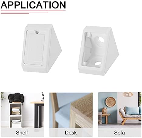 DTGN -50Pack 20x20x17.5mm(LxWxH) Plastic Corner Brackets 2 Holes L White