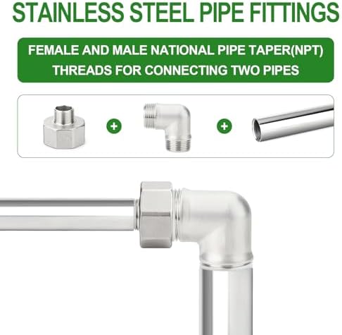 TAISHER 2PCS 304 Stainless Steel Pipe Fitting, Reducer Adapter, 1/2" NPT Male x 1-1/4" NPT Female
