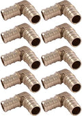 SharkBite 1/2 Inch Crimp 90 Degree Elbow, Pack of 10, Brass Plumbing Fitting, PEX Pipe, PE-RT, UC248LFA10.