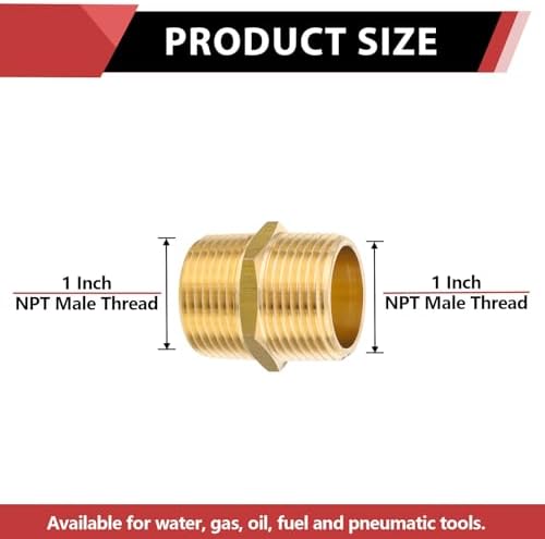 100Pcs EFIELD Hex Nipple 1"x 1"NPT Male Brass Pipe Fitting(NPT015-100)