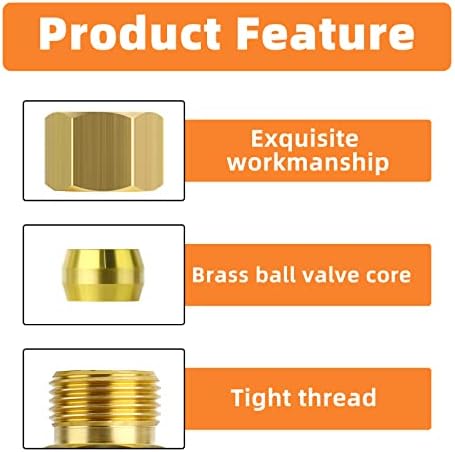 GASHER 10PCS Brass Compression Tube Pipe Fitting Connector, 3/16" Tube OD x 3/16" Tube OD Connector