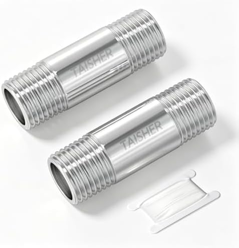 TAISHER 2Pcs Thickened Nipple Cast Pipe 3/8" NPT Male, 2" Length