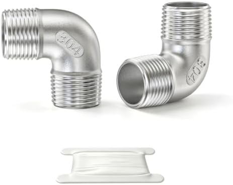 TAISHER 2PCS 304 Stainless Steel 90 Degree elbow,1/2" NPT Male × 1/2" NPT Male Thread Pipe Fitting