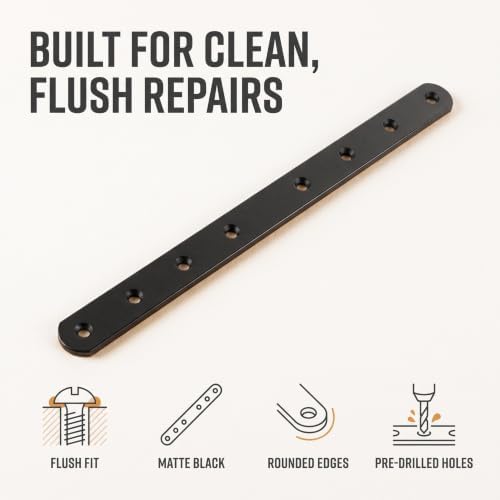 24Pack Straight Brackets Black Mending Plate 10In Metal Brackets for Brace