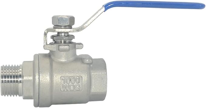 1Pcs Full Port Ball Valve 1/2'' - Heavy Duty Male NPT (MNPT) X Female NPT (FNPT) Thread with Long Handle Switch,Stainless Steel 304 for Water, Oil, and Gas,1000WOG