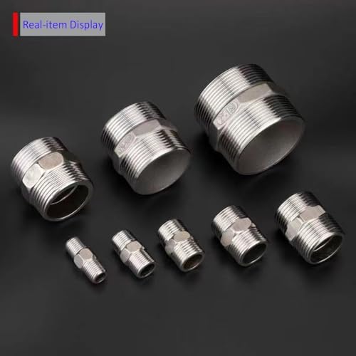 1/8" ~2" NPT Male Threaded Hex Nipple,Stainless Steel 304 Quick Coupler Pipe Fitting (1/8")