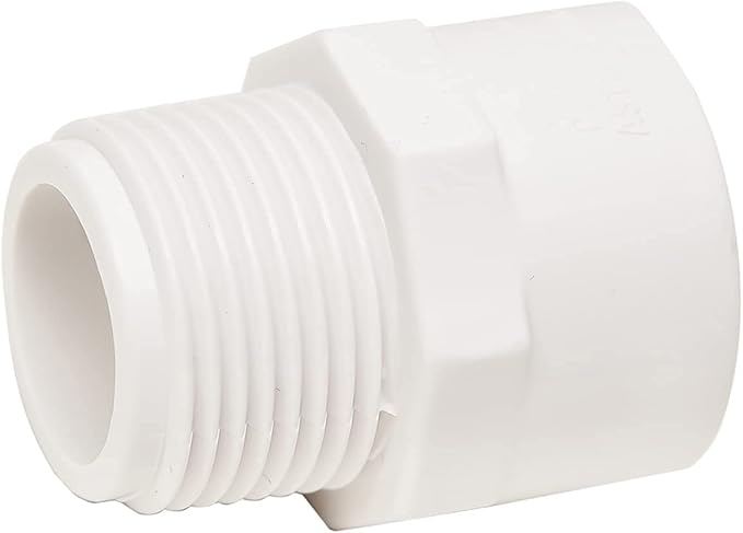 10pcs 3/4 Inch 2-Way PVC Male Threaded Adapter Adaptador macho Fittings (Socket x Male Pipe Thread) Coupling Schedule 40-10 Pack White (0.75 Inch)