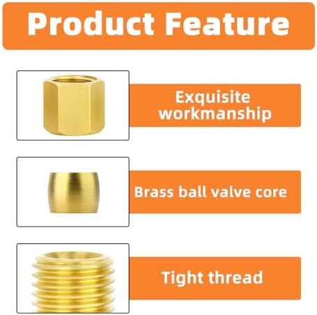 GASHER 2PCS Brass Compression Tube Pipe Fitting Connector, Tee，6mm x 6mm x 6mm Tube OD Connector
