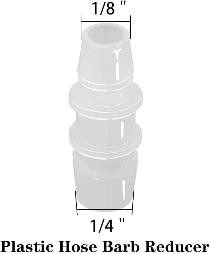 1/4" to 1/8" Hose Barb Reducer Pipe Fittings Adapter, Plastic Joint connector Splicer Mender for Aquarium Household Transport Fuel Gas Liquid Air (Pack of 4)