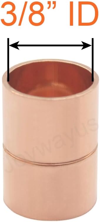 Joywayus 10PCS 3/8" ID Copper Coupling with Dimple Stop Straight Sweat Pipe Fitting Pressure Plumbing Solder Connection