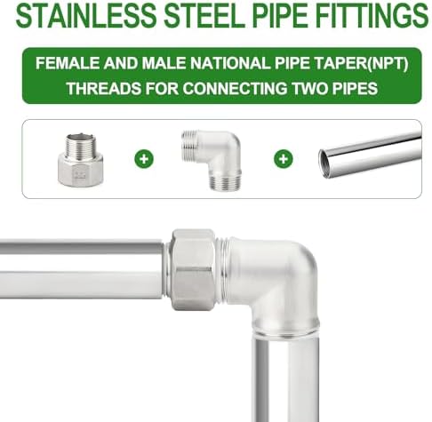 TAISHER 2PCS 304 Stainless Steel Pipe Fitting, Reducer Adapter, 1-1/4" NPT Male x 1-1/2" NPT Female