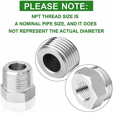 TAISHER 10PCS Forging of 304 Stainless Steel Reducer Hex Bushing Pipe Fittings Kit, 3/8" - 1/4",1/4" - 1/8",3/8" - 1/8",1/2" - 3/8",1/2" - 1/4"