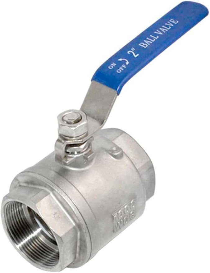 316 Stainless Steel 1/8"~3" Full Port Ball Valve with Blue Vinyl Handle, NPT Female x Female Thread,1000 WOG (2PCS 2")