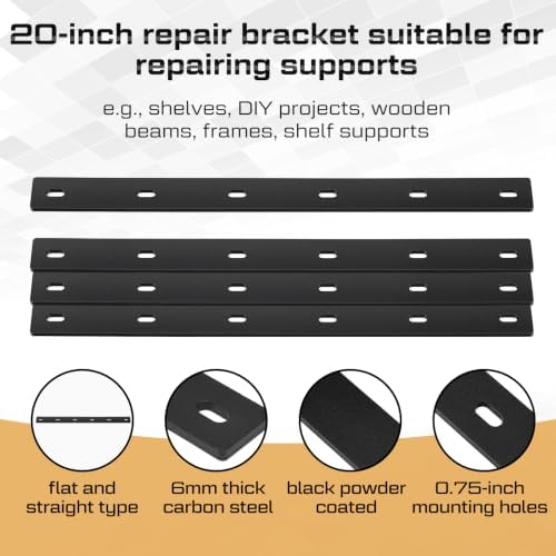 Zonon 4 Pack 20 Inch Heavy Duty Steel Mending Plates, Straight Braces