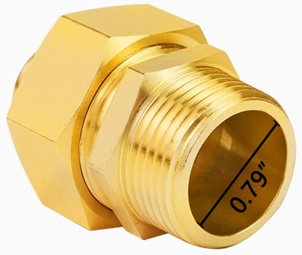 2 pcs 3/4'' Brass Pipe Fittings Metal Hex Nipple Brass Tone NPT Male Thread Pipe Adapter
