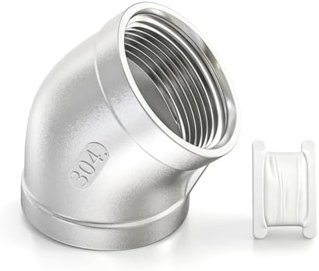 TAISHER 1PCS 304 Stainless Steel 45 Degree elbow,3" NPT Female x 3" NPT Female 304 Stainless Pipe Fitting