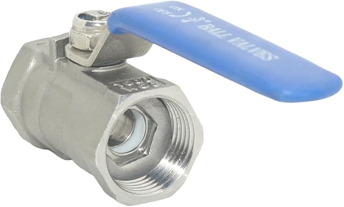VARMHUS 2PCS 3/4" Stainless Steel 304 Ball Valve 1Pc Type NPT Female Threaded with Heavy Duty Blue Vinyl Insulation Handle,CF8M Ristricted Flow,1000 WOG (2PCS 3/4")