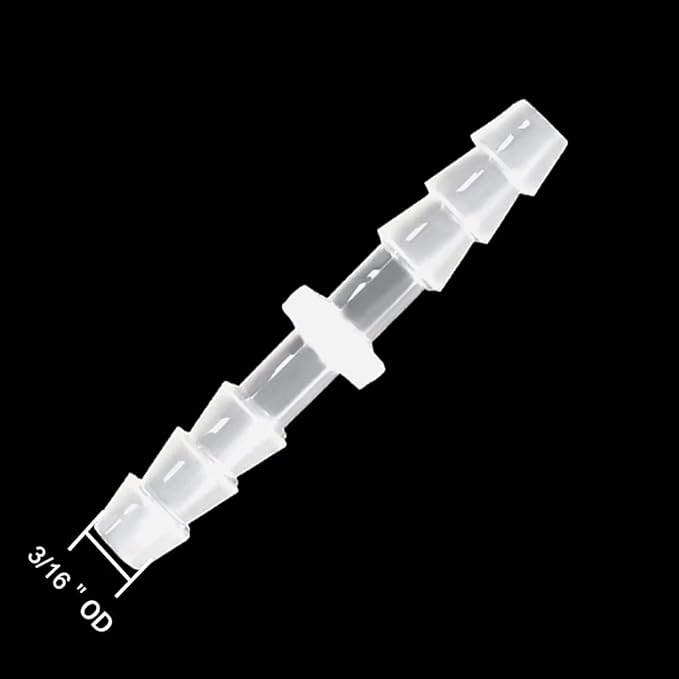 Plastic Hose Barb Fitting 3/16" x 3/16" Pipe Connectors Joint Splicer Mender Adapter Union for Aquarium Household Adapters Fuel Gas Liquid Air (Pack of 5)
