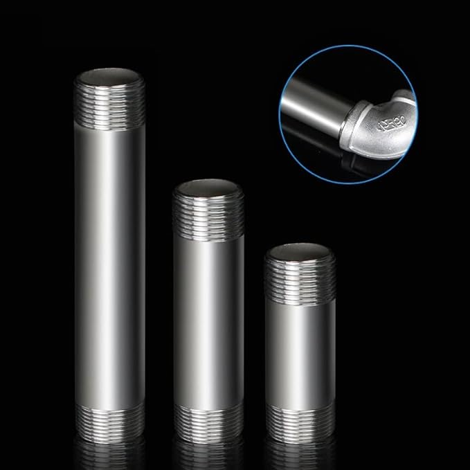 304 Stainless Steel Nipple Pipe Fitting 3/4" NPT X 3/4" NPT Male Thread Cast Pipe Fittings 8" 200mm Length (pack of 2)