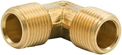 90-Degree Male Elbow Fitting, Forged Brass 90 Degree Right Angle Ell, 1/4" NPT Male x 1/4" NPT Male, Pack of 2