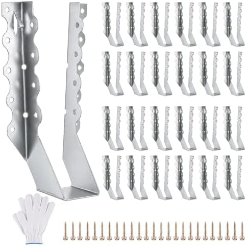 25 PCS 2x8 Joist Hangers, Stainless Steel Framing Connectors for 2 x 8 Lumber, Wood Beam Face Mount Rafter Brackets with Screws & Gloves, Header to Joist Hardware for Deck, Roof