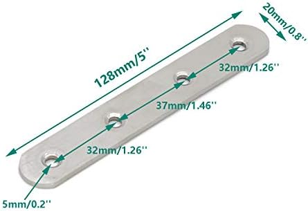 4 Pack Flat Mending Plate for Wood,ULIFESTAR Stainless Steel Straight Brackets 130mm / 5" Length 4 Screw Hole Flat Repair Fixing Wood Brace Joining Plates Connector with Fixing Screws
