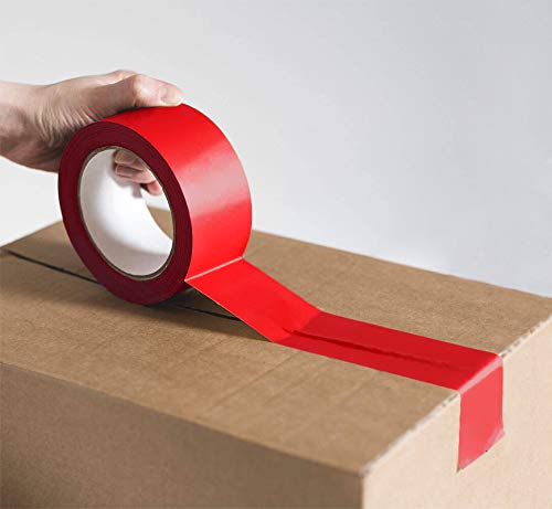 APQ 36 Rolls of Red Carton Sealing Tape 2" x 55 yds. Thickness 2 Mil. Acrylic Packaging Tape for Wrapping, Packing, Shipping, Moving Boxes. Acrylic Emulsion Adhesive. No Weathering, Yellowing.